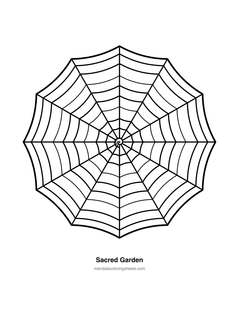 Sacred Garden — free printable bold and easy mandala coloring page
