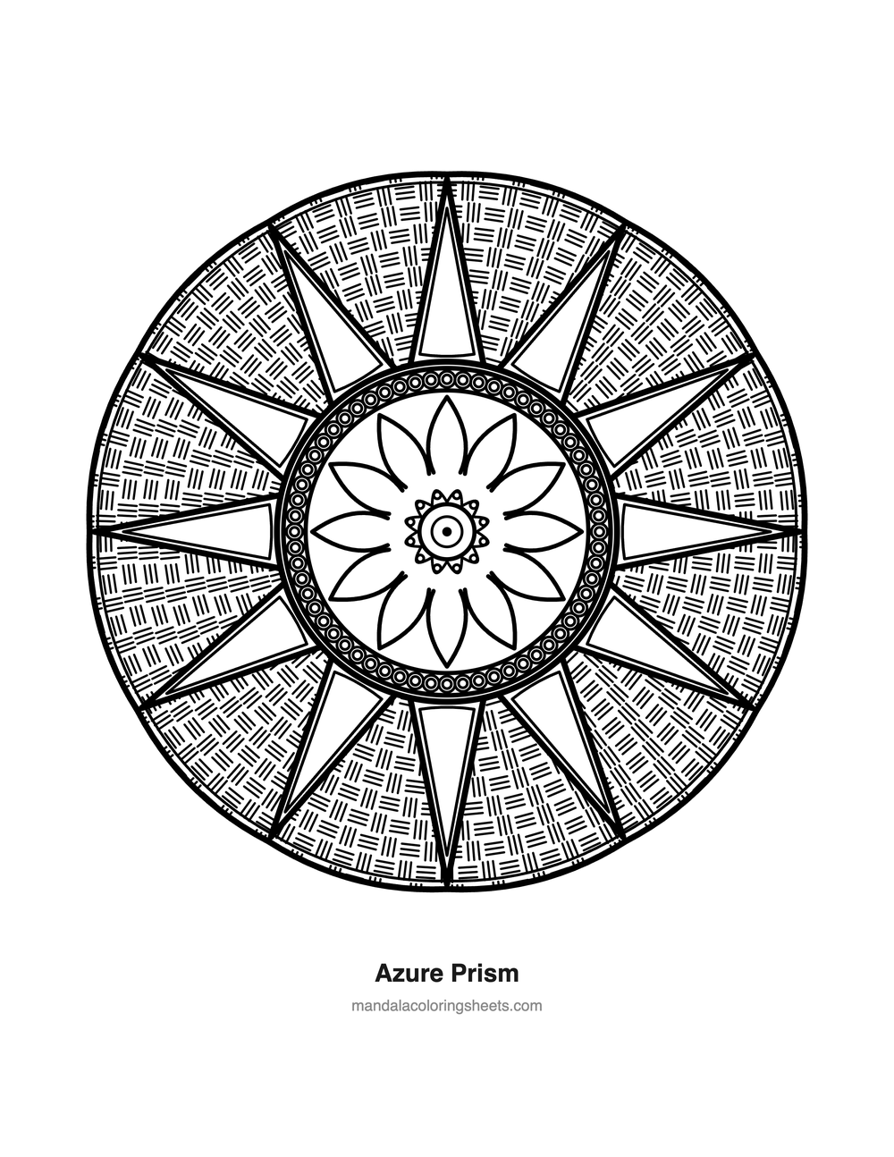 Azure Prism — free printable bold and easy mandala coloring page