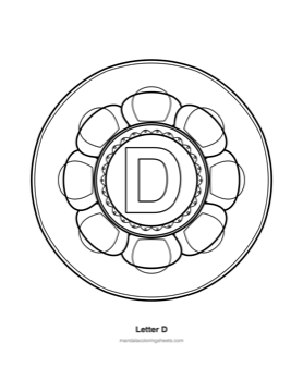 ABC & 123 Kids Mandalas coloring page — 04 Letter D