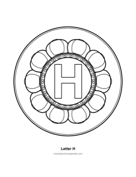 ABC & 123 Kids Mandalas coloring page — 08 Letter H