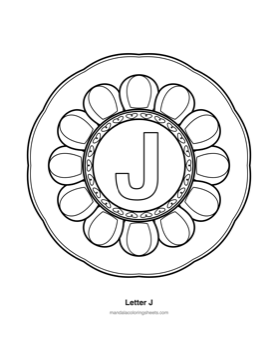 ABC & 123 Kids Mandalas coloring page — 10 Letter J