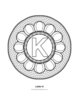 ABC & 123 Kids Mandalas coloring page — 11 Letter K