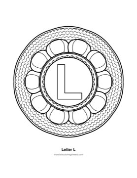 ABC & 123 Kids Mandalas coloring page — 12 Letter L