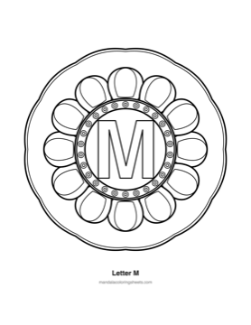 ABC & 123 Kids Mandalas coloring page — 13 Letter M