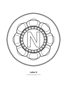 ABC & 123 Kids Mandalas coloring page — 14 Letter N