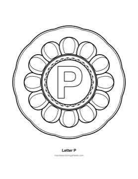 ABC & 123 Kids Mandalas coloring page — 16 Letter P
