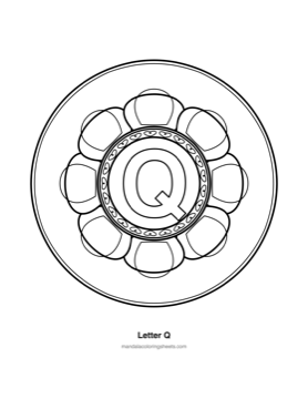 ABC & 123 Kids Mandalas coloring page — 17 Letter Q