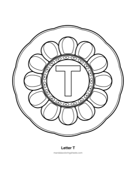 ABC & 123 Kids Mandalas coloring page — 20 Letter T