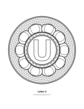 ABC & 123 Kids Mandalas coloring page — 21 Letter U