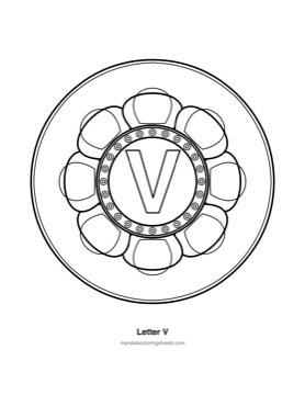 ABC & 123 Kids Mandalas coloring page — 22 Letter V