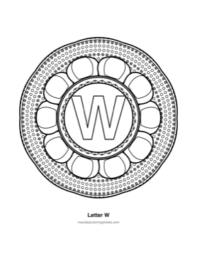ABC & 123 Kids Mandalas coloring page — 23 Letter W