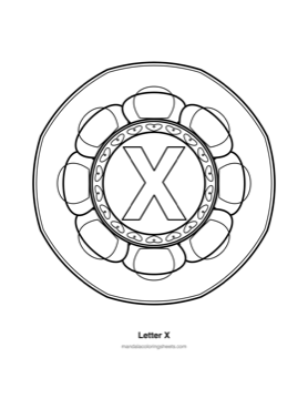 ABC & 123 Kids Mandalas coloring page — 24 Letter X