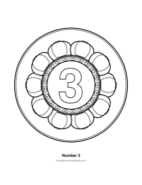 ABC & 123 Kids Mandalas coloring page — 30 Number 3