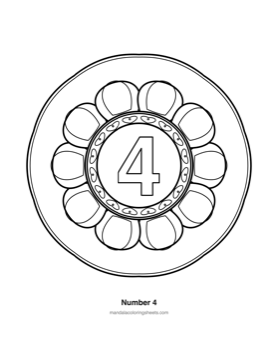 ABC & 123 Kids Mandalas coloring page — 31 Number 4