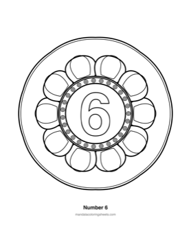 ABC & 123 Kids Mandalas coloring page — 33 Number 6