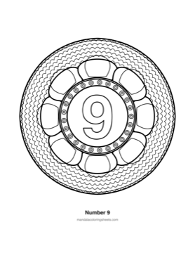 ABC & 123 Kids Mandalas coloring page — 36 Number 9
