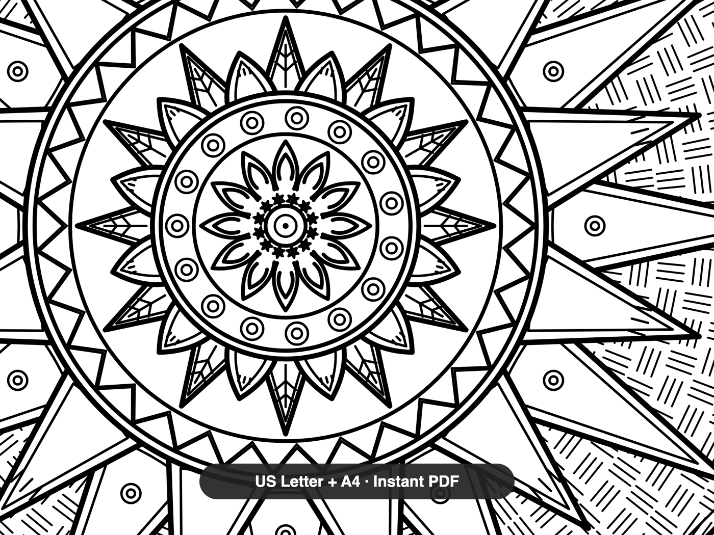 Anxiety Relief Mandalas — line-art detail