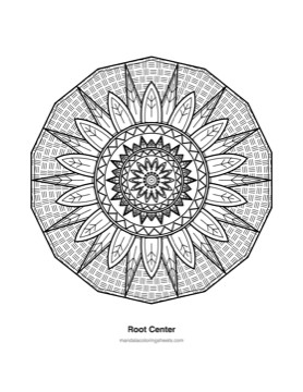 Anxiety Relief Mandalas coloring page — 09 Root Center