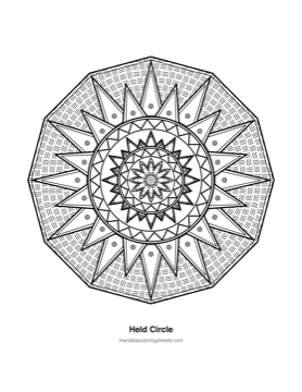 Anxiety Relief Mandalas coloring page — 13 Held Circle