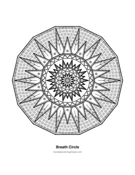 Anxiety Relief Mandalas coloring page — 21 Breath Circle