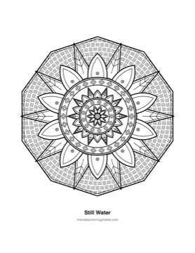Anxiety Relief Mandalas coloring page — 22 Still Water