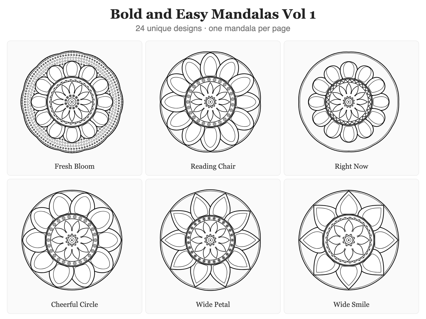 Bold & Easy Mandalas — all pages at a glance
