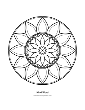 Bold & Easy Mandalas coloring page — 12 Kind Word
