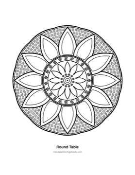 Bold & Easy Mandalas coloring page — 20 Round Table