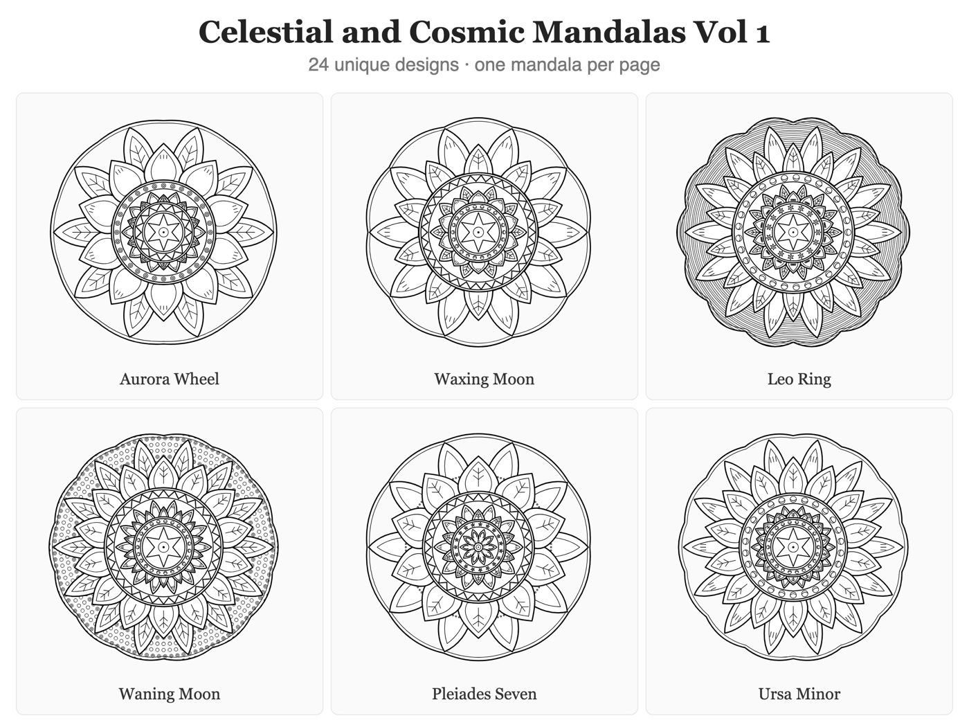 Celestial & Cosmic Mandalas — all pages at a glance