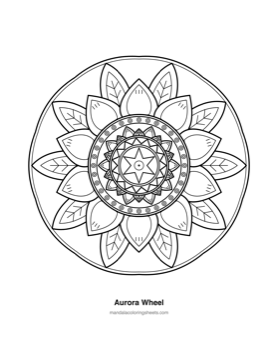 Celestial & Cosmic Mandalas coloring page — 01 Aurora Wheel