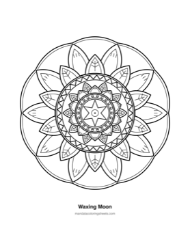 Celestial & Cosmic Mandalas coloring page — 02 Waxing Moon