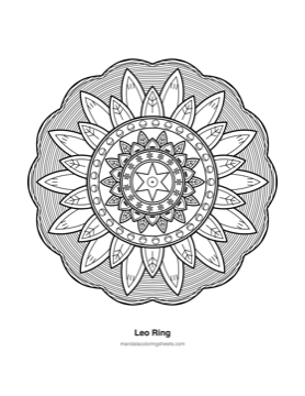 Celestial & Cosmic Mandalas coloring page — 03 Leo Ring