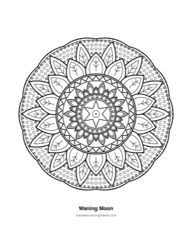 Celestial & Cosmic Mandalas coloring page — 04 Waning Moon