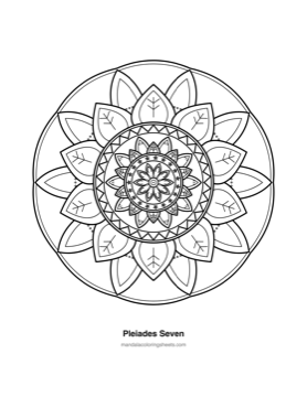 Celestial & Cosmic Mandalas coloring page — 05 Pleiades Seven
