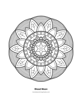 Celestial & Cosmic Mandalas coloring page — 07 Blood Moon