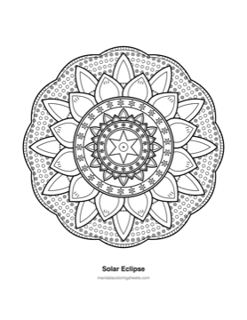 Celestial & Cosmic Mandalas coloring page — 09 Solar Eclipse