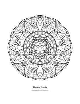 Celestial & Cosmic Mandalas coloring page — 12 Meteor Circle
