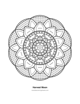 Celestial & Cosmic Mandalas coloring page — 13 Harvest Moon