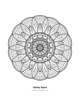 Celestial & Cosmic Mandalas coloring page — 14 Galaxy Spiral
