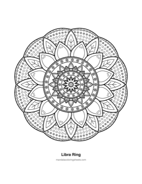 Celestial & Cosmic Mandalas coloring page — 16 Libra Ring