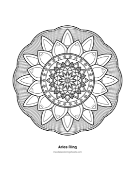 Celestial & Cosmic Mandalas coloring page — 17 Aries Ring