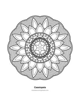 Celestial & Cosmic Mandalas coloring page — 18 Cassiopeia