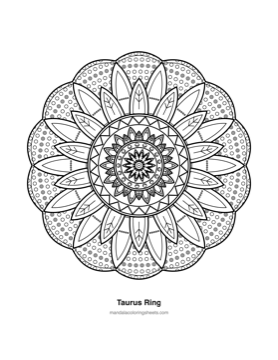 Celestial & Cosmic Mandalas coloring page — 19 Taurus Ring