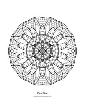 Celestial & Cosmic Mandalas coloring page — 21 First Star