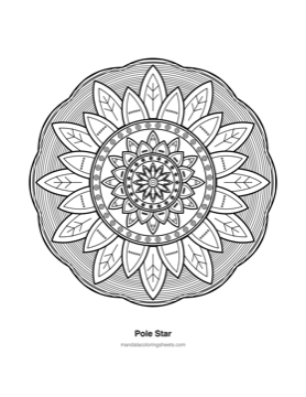 Celestial & Cosmic Mandalas coloring page — 22 Pole Star
