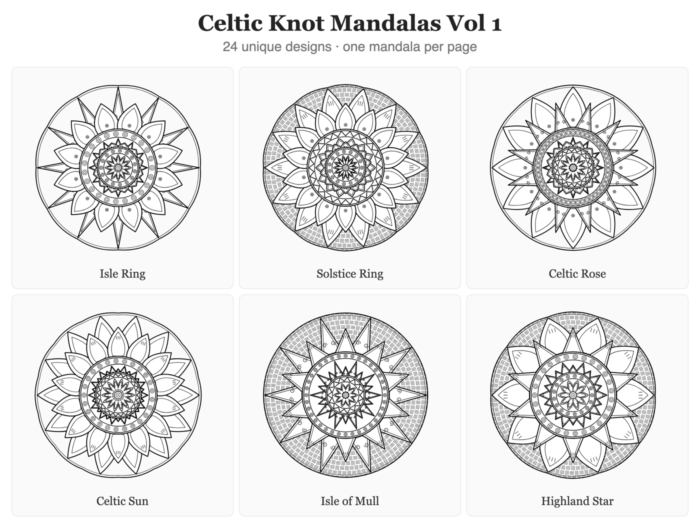 Celtic Knot Mandalas — all pages at a glance