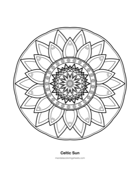 Celtic Knot Mandalas coloring page — 04 Celtic Sun