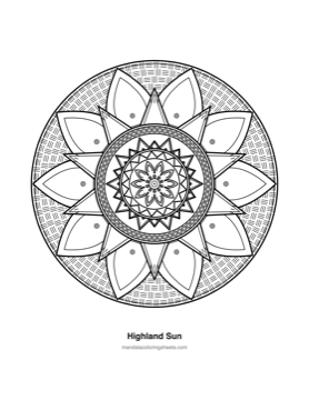 Celtic Knot Mandalas coloring page — 12 Highland Sun