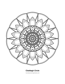 Celtic Knot Mandalas coloring page — 22 Claddagh Circle