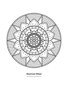 Celtic Knot Mandalas coloring page — 23 Shamrock Wheel